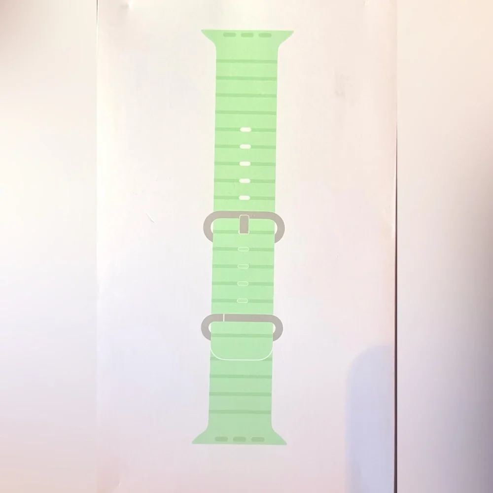 Apple Watch 49mm Natural Titanium Neon Green Ocean Band f/Ultra 2, OpenBox, NEW